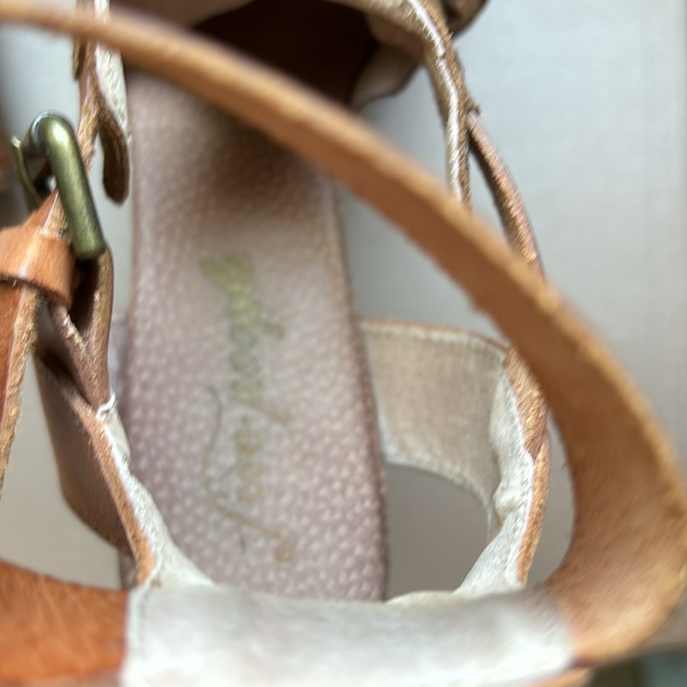 Free People brown suede leather ankle  straps clog  3 1/2 inch heel size 37 - Picture 4 of 6